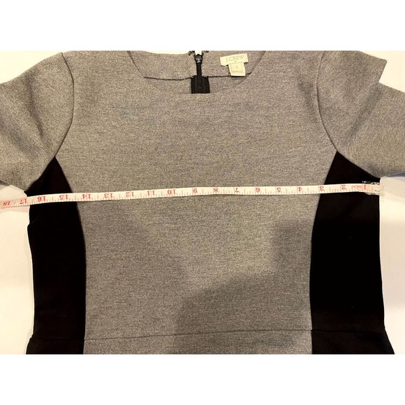 J. Crew Women Colorblock Ponte Dress A9687 Back Zip Crew Neck Gray Black Size 2 - Picture 4 of 8